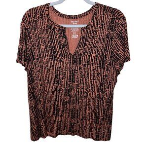 Nine West Women's VNeck Short Sleeve Black Polka Dot TShirt - Size XL